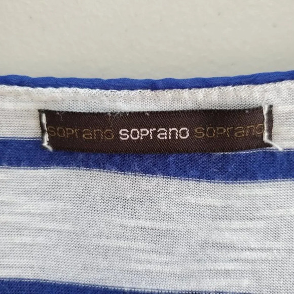 Soprano Striped Tank Top with Sheer Cover Up Womans Size S Blue White - Picture 6 of 8